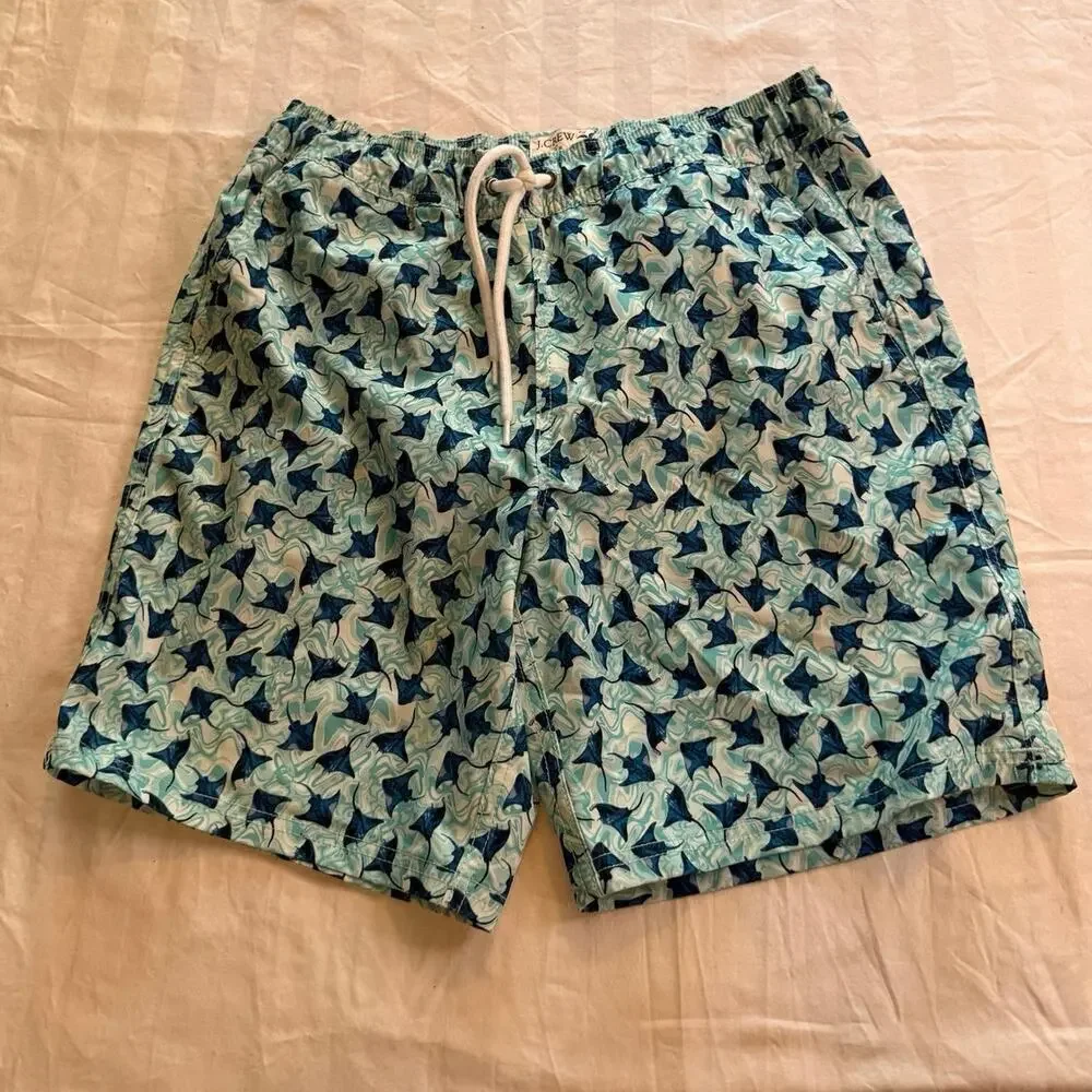 J. Crew flex men’s swim trunks 7” stingray pattern size small